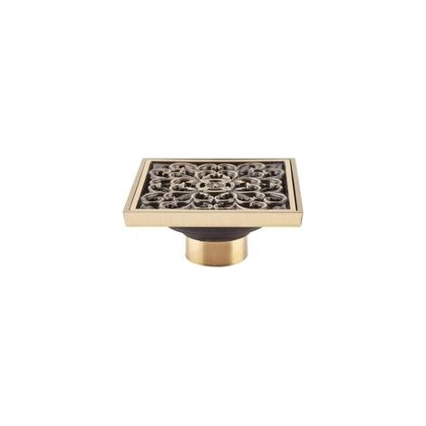 Caniveau de douche en laiton 10x10 cm – Siphon de sol invisible pour drainage efficace – Auto-nettoyant 98% – Compatible tuyau 5 cm (1/5)