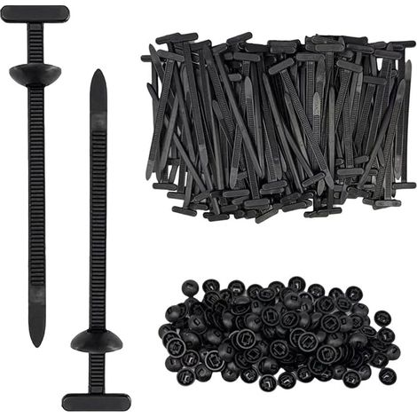 100 PCS Serre Cable Plastique,Universal Nylon Cable Tie Buckle,Attache Cable,Noir Serre Flex pour Voiture Réparation Domestique - 9cm (1/5)