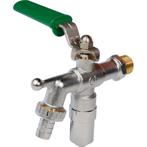Sferaco – Robinet de puisage laiton nickelé antigel 1/2" – Système antigel automatique – Double étanchéité à l'axe – Pression nominale 10 bars (1/2)