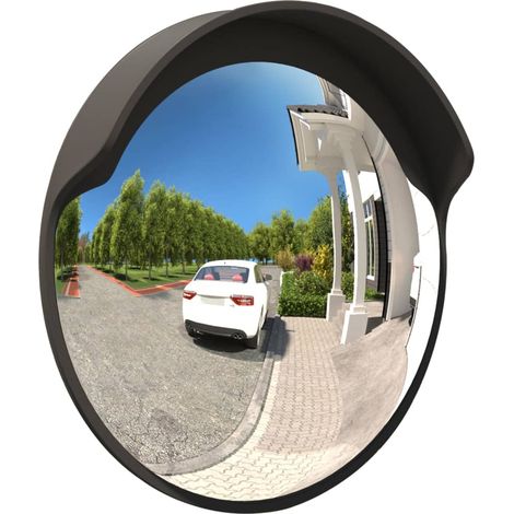 Maison Exclusive - Specchio stradale convesso per esterni nero Ø45 cm in policarbonato (1/5)