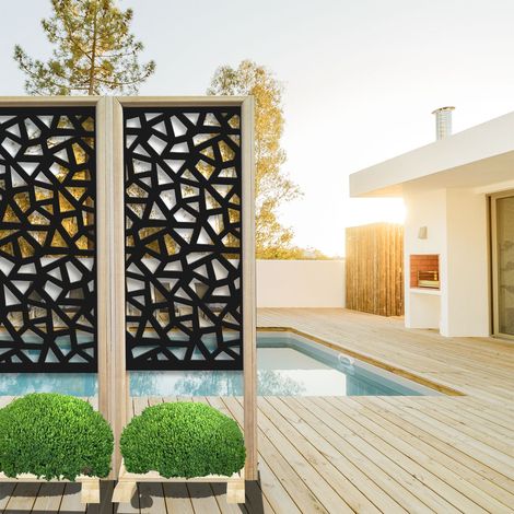 SEGMENTI - Paravent modulable - 70x190 cm - en bois et PVC - Couleur : noir