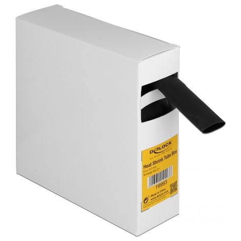 Delock Caja de tubos termorretrÃ¡ctiles, con adhesivo interior, relaciÃ³n de contracciÃ³n 3:1, 5 m x 19,1 mm negro