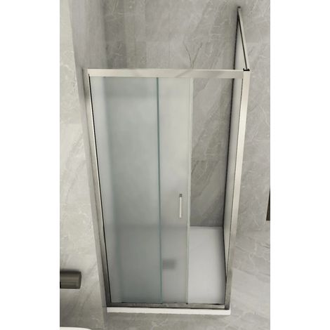 Box Doccia Angolare 6mm Opaco Anta Fissa Porta Scorrevole Anticalcare Cristallo - Misura Box Angolare 75x120 (1/4)
