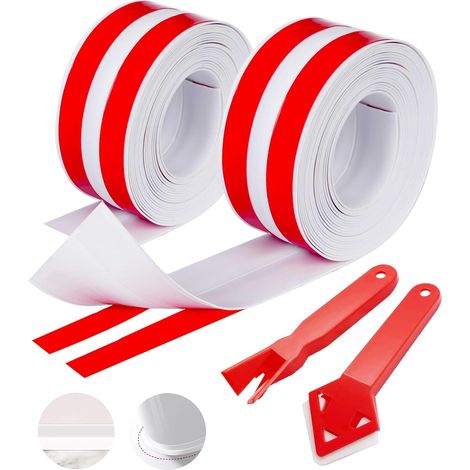 Sigillante siliconico bianco per bagni, vasche da bagno, nastro impermeabile e antimuffa, nastro per cucina, bagno, angoli delle pareti e WC (1/5)