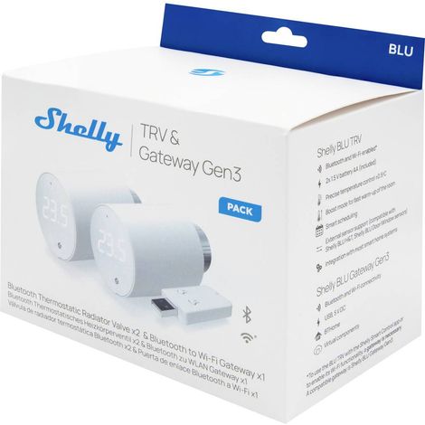 SHELLY LOT DE 2 THERMOSTATS DE RADIATEUR BLUTRV CONTRÔLE INTELLIGENT BLUETOOTH & WI-FI CONTRÔLE PRÉCIS DE LA TEMPÉRATURE (± (1/3)