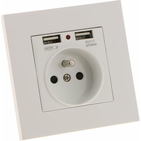 Prise murale, prise murale, double port USB 5V/2100mA, prise USB à 2 ports pratique et facile à gérer (1/3)