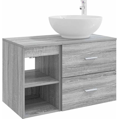 Juego de muebles de baño 2 pcs Sonoma gris Madera de ingeniería vidaXL