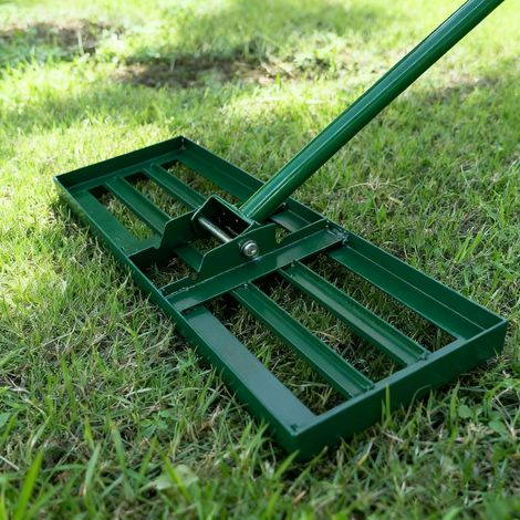 SOGES Râteau à gazon pour pelouse et sable - En acier inoxydable - Avec manche - 106 x 25 cm,Vert