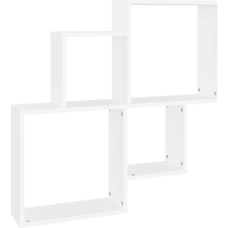Étagère murale - Étagère flottante cube Blanc 80x15x78,5 cm Bois d’ingénierie (1/5)