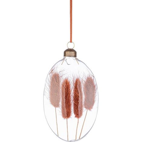 Palline per albero di Natale in vetro trasparente con piume all'interno h 13 cm -Bianco (1/2)