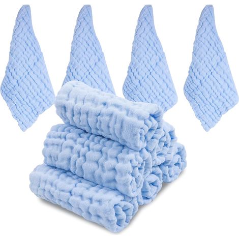 10er-Pack Baby-Waschlappen aus Baumwollgaze, 100 % Bio-Baumwolle, weiche Babyhandtücher, vielseitig verwendbare Baby-Gesichtstücher, geeignet für Jungen und Mädchen, 30 x 30 cm (1/5)