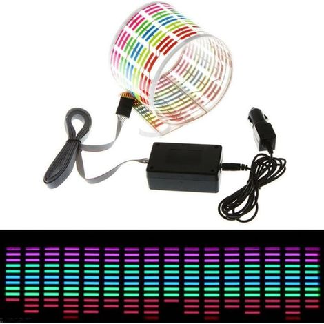 Autocollant pour voiture avec capteur d'activation sonore et musical, lumière LED, égaliseur, lueur, 45 x 11 cm (1/4)