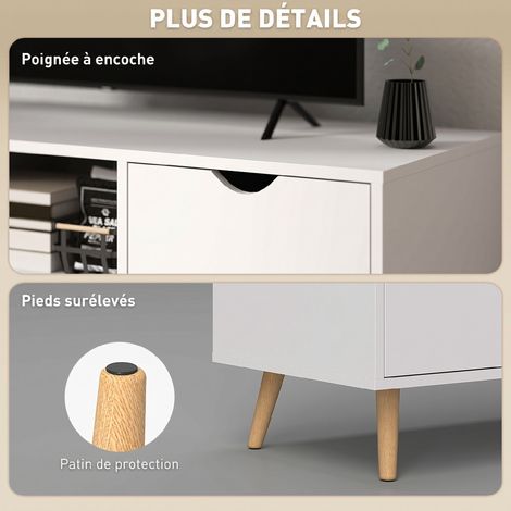 Meuble TV Banc TV Buffet bas Meuble de rangement sur pied avec 2 placards en Bois pour Chambre Salon (1/5)