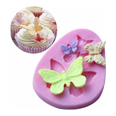 Moule en silicone en forme de papillon pour gâteaux, biscuits, fondant, bonbons et chocolats, idéal pour la décoration de mariage et la pâtisserie. (1/3)