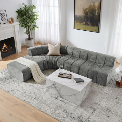 Sofá esquinero modular 4 plazas chenilla OKMYHOME (1/5)
