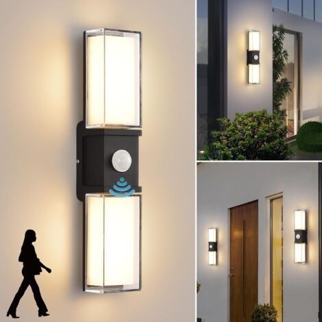 LED 12W Applique Murale Extérieur avec Détecteur de Mouvement,3000K blanc chaud Moderne Luminaire Murale,Éclairage Mural Etanche IP65,Intérieur Lampe Murale,Appliques Murales pour Ent (1/4)