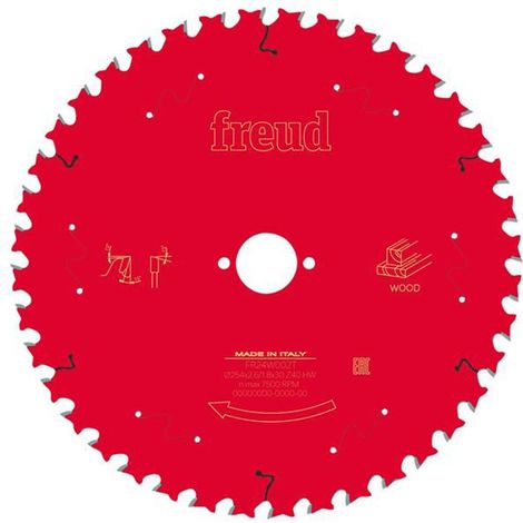 Freud – Wood table saw blade 254mm – F03FS09779 – 40 teeth – Bore diameter 30mm – Kerf 2.6mm – For hardwood and softwood