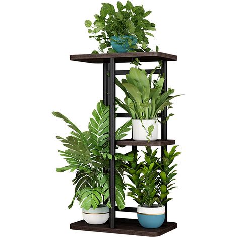 Plant Stand - 4 Layers, 5 Basins - Black Oak - for Garden, Balcony, Living Room (1/5)