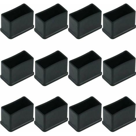 [NEUWERTIG]  12er-Pack rechteckige Tisch- und Stuhlbeinkappen aus Gummifilz – Schwarz, 15 x 30 mm.-INHHUB