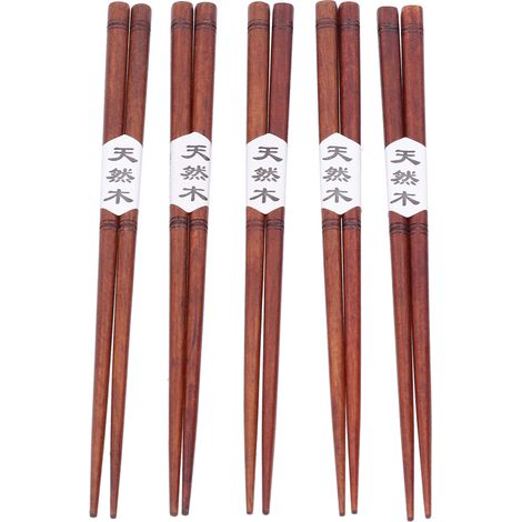 Lot de 5 paires de baguettes en bois, résistantes et fabriquées à la main, pour fondue chinoise à la maison ou au restaurant. Longueur : 23,6 cm (9,3 pouces). (1/5)