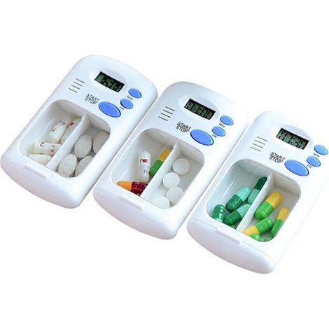 Mini organiseur numérique de médicaments avec alarme électronique, boîte de rangement portable pour bureau ou voyage (1/4)