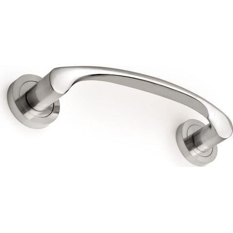 Poignées de porte à pousser avec rosace diamètre 50mm, Poignée de porte coulissante, design incurvé, Aluminium, Nickel satiné, 4 pcs. (1/5)
