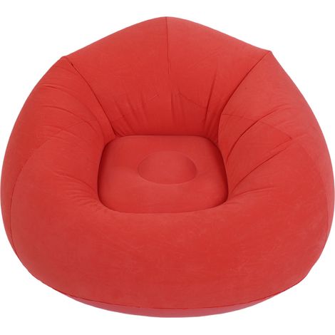 Fauteuil gonflable sans billes PVC floqué ergonomique rouge pour salon chambre (1/5)