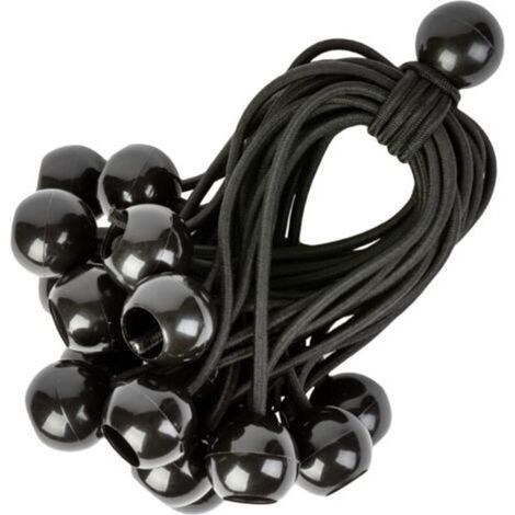 Elastische Kordeln mit Kugelenden – 25er-Packung (15 cm) – Universelle Gummiseile mit Verschlüssen – Strapazierfähiges Gummiband, ideal für Camping, Gepäck und Planen – Schwarz