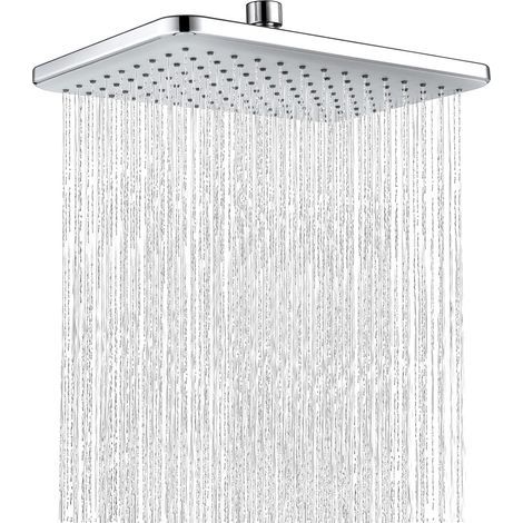 Pommeau de douche carré, pommeau de douche cascade en acier inoxydable, pommeau de douche fixe à économie et haute pression pour salle de bain (1/5)