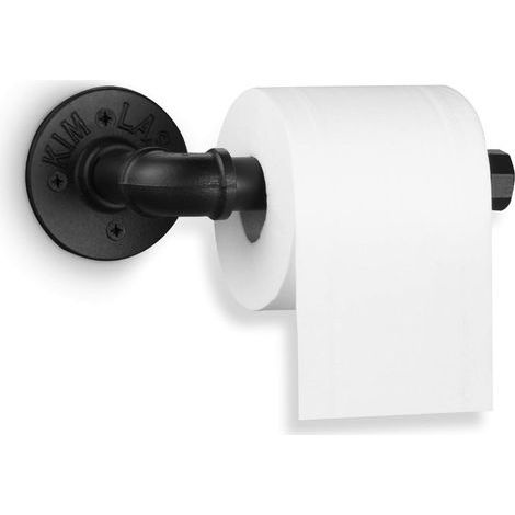 Porte-papier toilette industriel à monter soi-même, en fer massif rustique vintage, avec fixations pour salle de bain. (1/3)