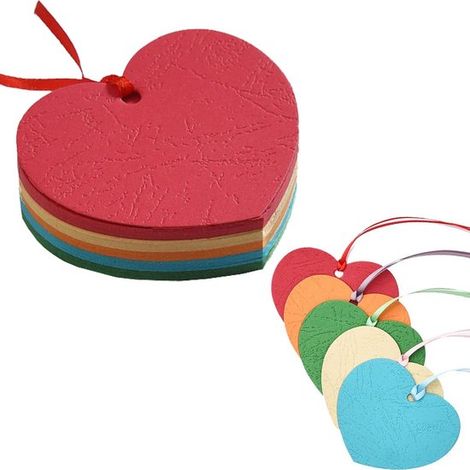 Etiquetas para tarjetas, 50 unidades, Etiquetas de regalo de cartón, Tarjetas, Etiquetas de cartón, Boda, San Valentín, 9,4 × 8,2 cm, 5 colores (1/5)