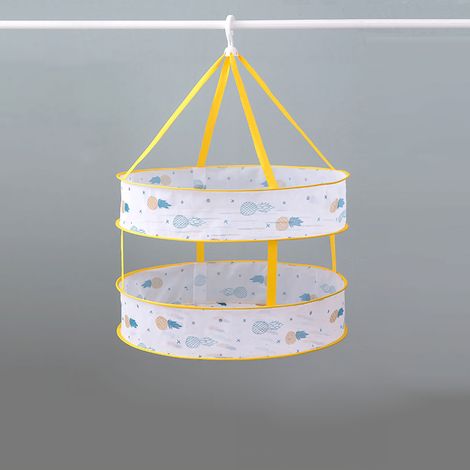Séchoir suspendu pliable à double couche, filet de séchage intérieur multifonction pour vêtements, 61 cm, également pour fruits, fixation murale (1/5)