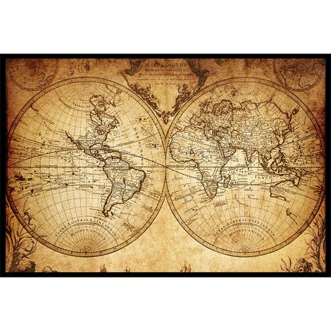 Affiche encadrée carte du monde vintage ancienne (1/5)