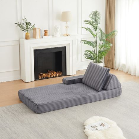 Canapé en velours côtelé de 211 cm, au design moderne et modulable, doté de dossiers triangulaires, d'accoudoirs amovibles et de coussins d'assise allongés, qui convient à différents scénarios d'utili (1/5)