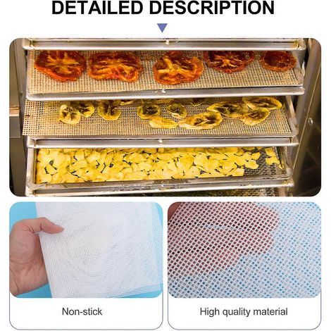 Lot de 5 tapis de séchage alimentaire antiadhésifs et réutilisables, résistants aux hautes températures, en silicone spécial pour le séchage des fruits et légumes (37 x 40 cm)-White (1/2)