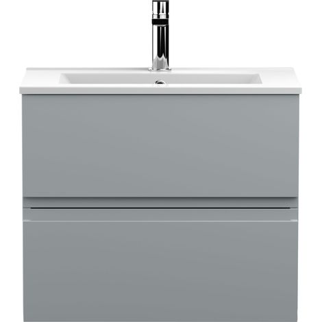 Hudson Reed Urban Wall Hung 2-Drawer Vanity Unit with Basin 2 Satin Grey - 600mm Wide (1/5)