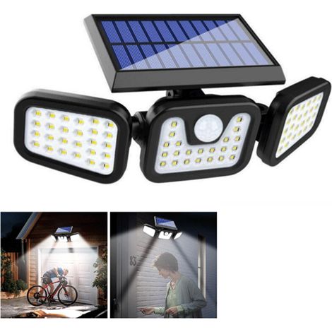 Lampe solaire extérieure LED avec détecteur de mouvement, Projecteur étanche IP65 – Tête orientable réglable – Éclairage automatique pour jardin, porche, garage – Sans fil, économique (1/4)