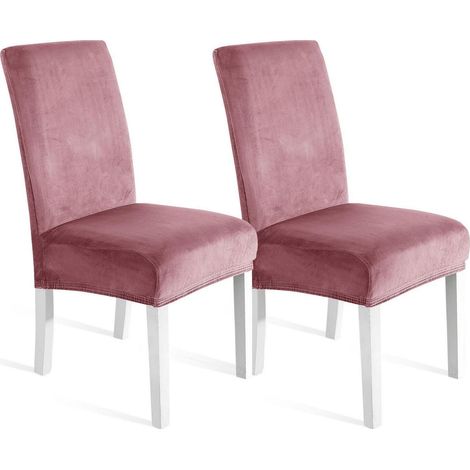 Stuhlhussen Samt 2er Set, Stretch, waschbar, rosa (1/5)