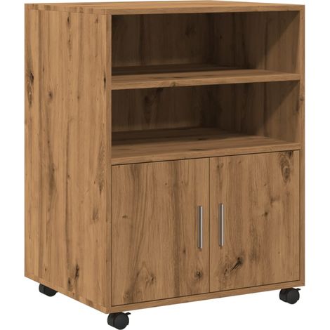 Mobiletto portaoggetti su ruote per ufficio 60 x 48 x 81 cm in legno ingegnerizzato color rovere DEC024491