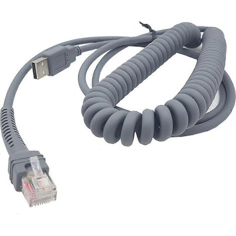 Effizientes 2,7 m langes Spiral-USB-Kabel für Symbol LS2208AP, LS1203, LS4208 und LS4278 (1/4)