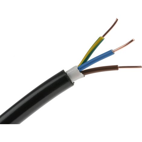 Câble d'alimentation RS PRO 3G1,5 mm², gaine PVC Noir, Retardant à la flamme, 50m ( Prix pour Bobine de 50 Mètres )
