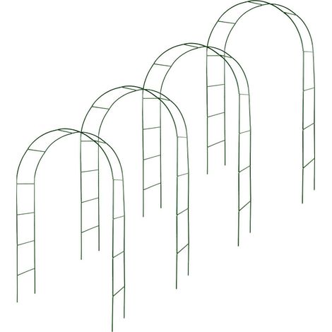 Lot de 4 arches de jardin métallique pour plantes grimpantes - Arceau rosiers grimpants - Ht 240cm - Résistant aux intempéries (1/4)