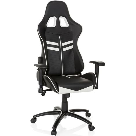 Gaming Stuhl / Bürostuhl LEAGUE PRO Kunstleder schwarz / weiss hjh OFFICE