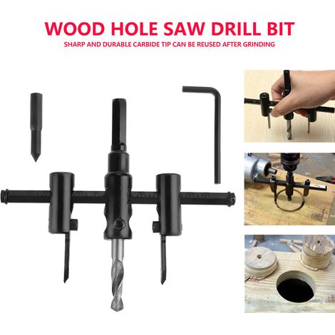 Foret scie cloche réglable 30-120mm noir, lot d'accessoires de perçage pour bois, outil bricolage menuiserie (1/5)