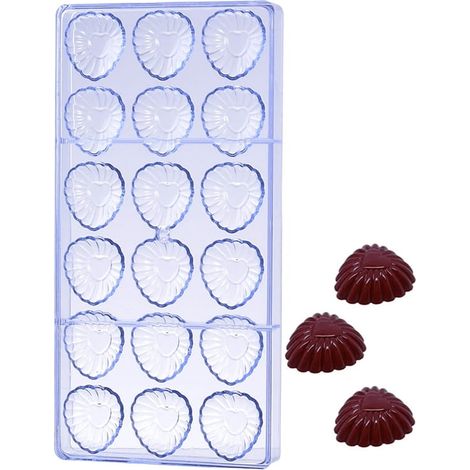 Molde de chocolate de policarbonato con forma de corazón en roseta. (1/2)
