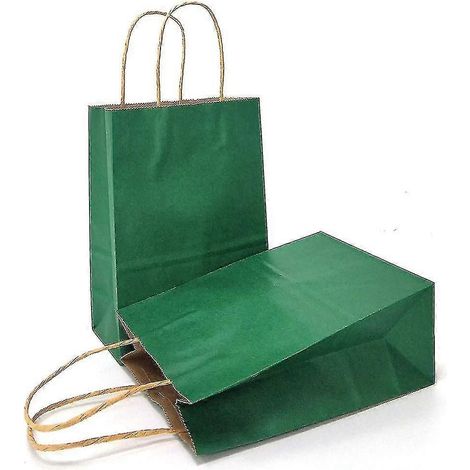 Geschenktüten, grünes Kraftpapier mit Henkel, 25er-Set (1/5)