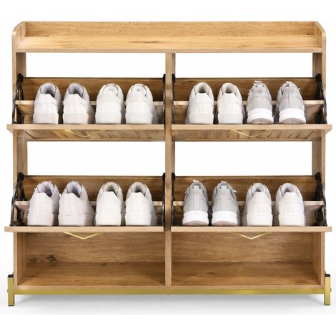 Mobile portascarpe 108,5 x 24 x 100 cm in MDF color legno, 4 ante - CHICFURN (1/5)