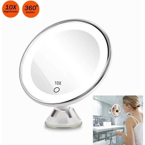 Miroir Grossissant Miroir Maquillage - 10X a grossi la vanité de maquillage, miroir cosmétique illuminé de couleur de lumière du-Ywey (1/5)