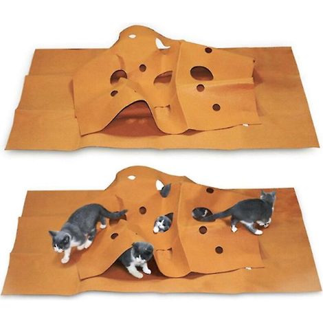 Tappetino interattivo per gatti – Labirinto educativo in tessuto morbido, 120 x 90 cm, ideale come lettiera o tappetino per l'addestramento.