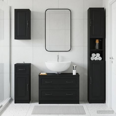 vidaXL 4 Piece Bathroom Cabinet Set UTRECHT Black Engineered Wood (1/5)
